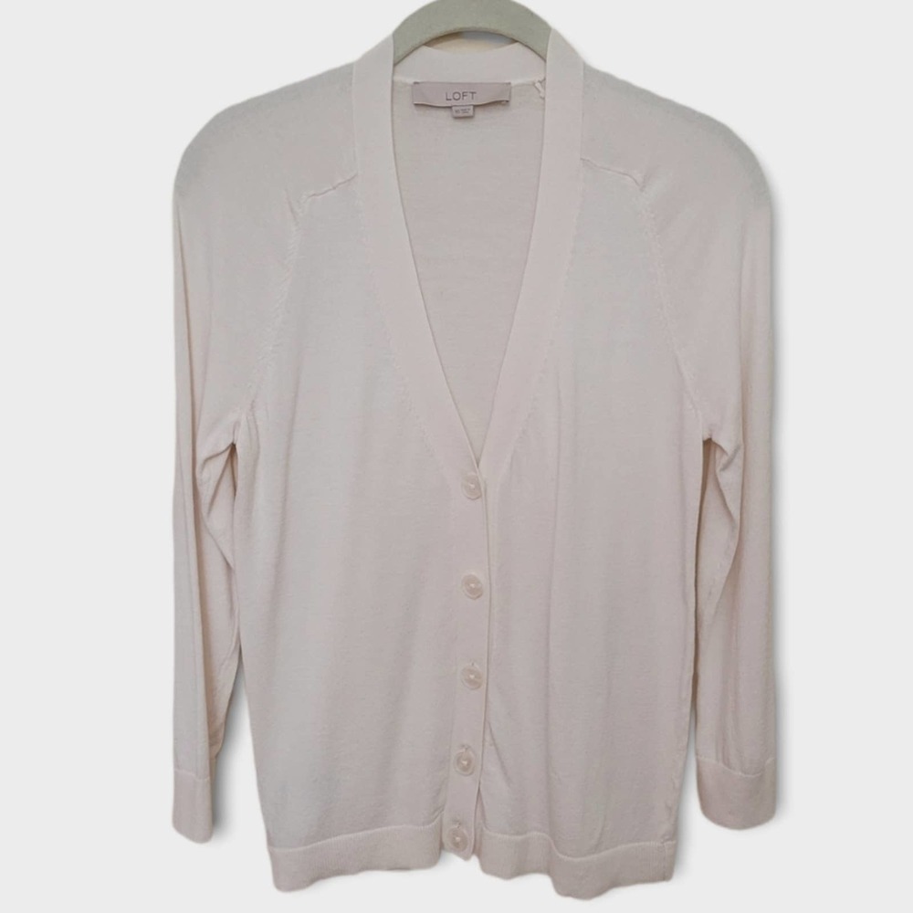 LOFT White Cardigan Sweater Size XS